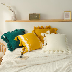 Luxury Square Knitted Solid Tufted Pillow Home Cushion for Sofa Living Room Hotel Decoration Eco-Friendly