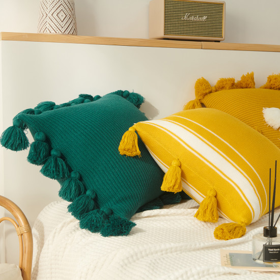 Luxury Square Knitted Solid Tufted Pillow Home Cushion for Sofa Living Room Hotel Decoration Eco-Friendly