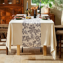 Vintage Style Roses Design Printed Home Decor Kitchen Table Runner Super Soft Touch Washable Table Runner for Living Room