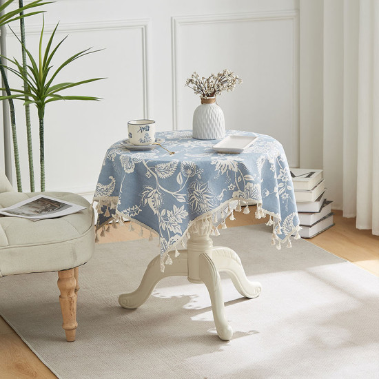 New Style Crocheted Tablecloth Small Floral Design Cotton-Linen Blend Dustproof Heat Insulating Home Dining Table Coffee Table