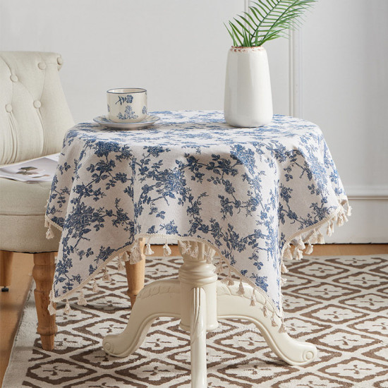 New Style Crocheted Tablecloth Small Floral Design Cotton-Linen Blend Dustproof Heat Insulating Home Dining Table Coffee Table