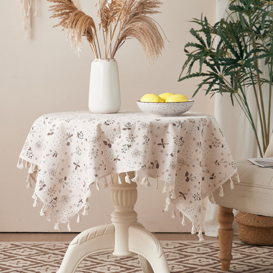 New Style Crocheted Tablecloth Small Floral Design Cotton-Linen Blend Dustproof Heat Insulating Home Dining Table Coffee Table