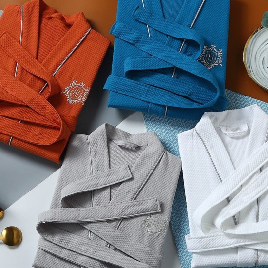 روب حمام فاخر للجنسين ناعم ودافئ ومريح وثقيل الوزن بنمط الوافل مناسب للنساء والرجال